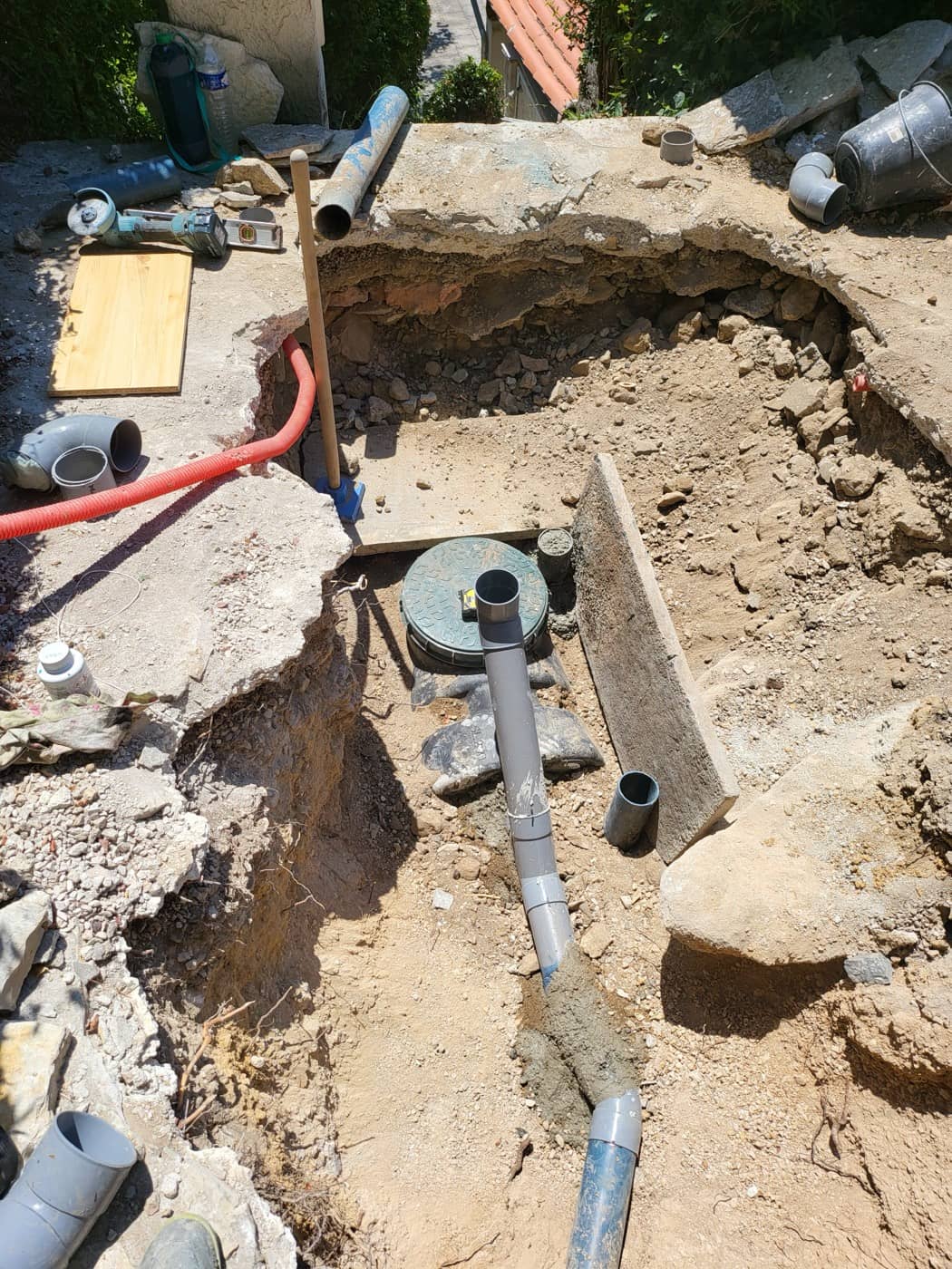 Remplacement d'une canalisation enterrée chez un particulier